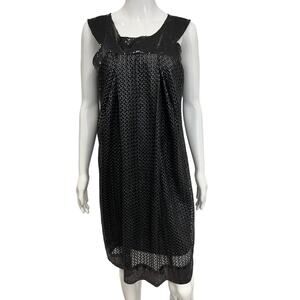 PHILOSOPHY DI ALBERTA FERRETTI Black Sequin Faux Leather Sleeveless Dress 40